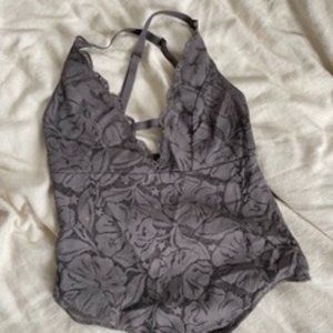 Aerie Gray Lace Bodysuit